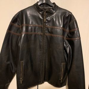 Mens faux leather motorcycle jacket